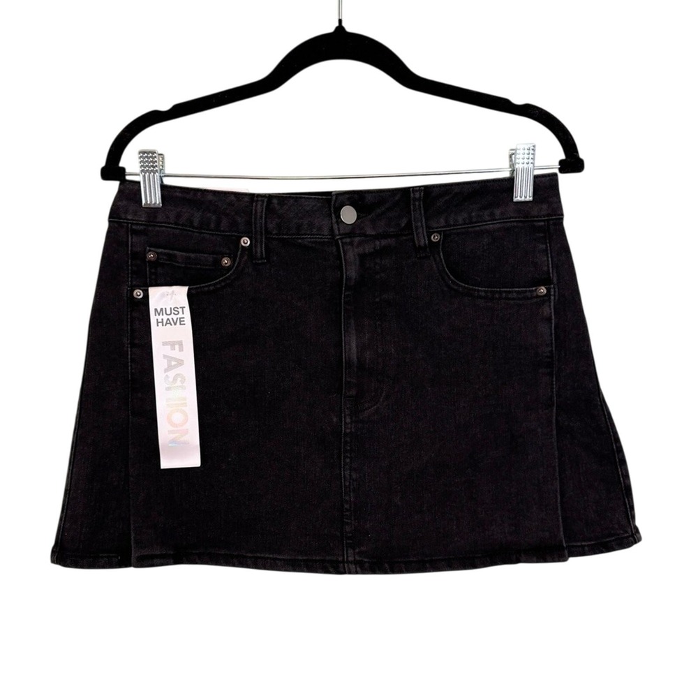 NWT Tinseltown‎ Mini Denim Skirt Pockets Unlined Black Womens Juniors Size 7